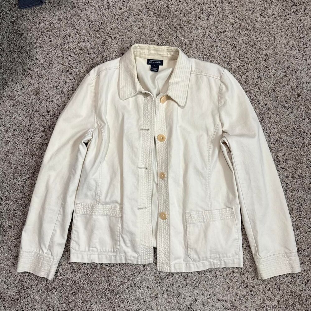 Jones-new-york Women's Cream and White Jacket